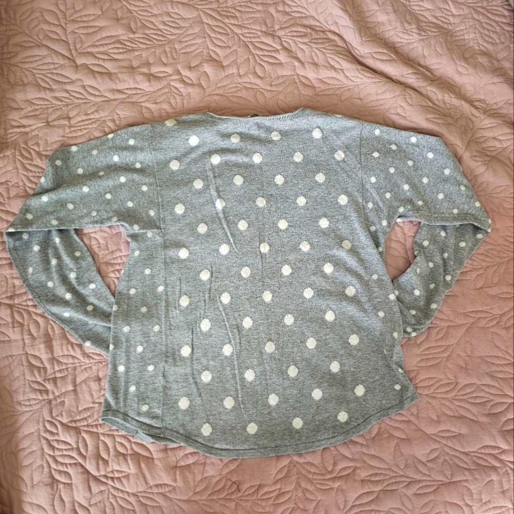 Gray Polka Dot Long Sleeve Sweater - Picture 4 of 4